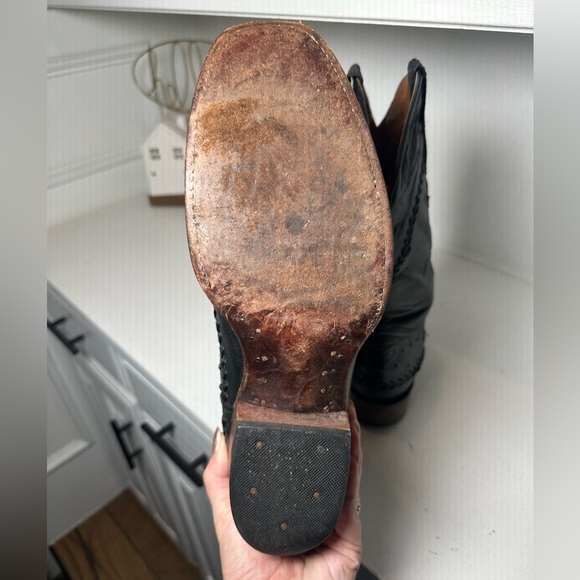 Texas Country Men’s 10D Ostrich Cowboy Boots Black Exotic Western - Picture 8 of 9